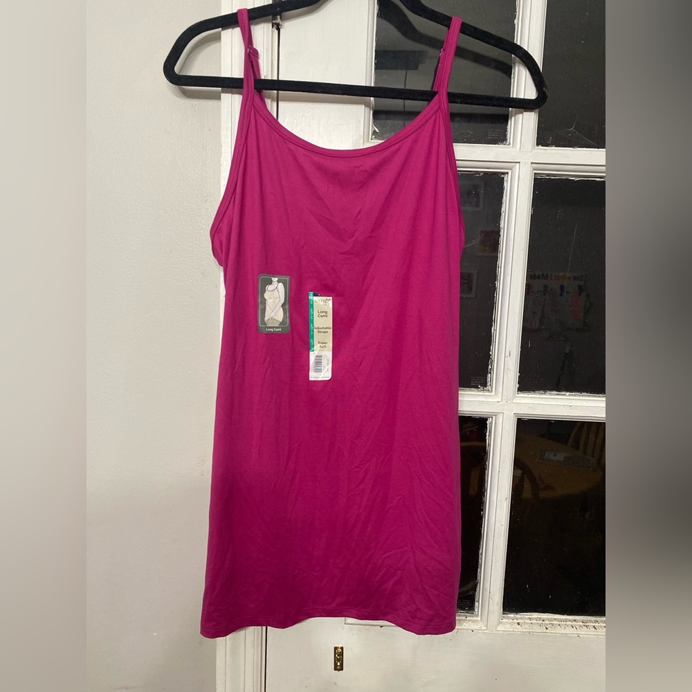 Long Adjustable Strap Camisole in Vibrant Magenta NWT